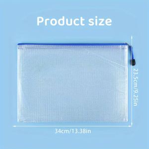Transparent Zipper <b>File</b> Bag Colorful Mesh Waterproof Office Document Pouch Student School Stationery Organizer - Product Image 4