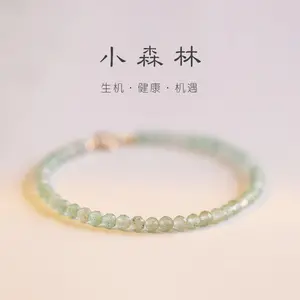 Jade Gelang Segi 3Mm Wanita, Gelang Kristal Manik-manik Transfer Manik-manik, Perhiasan Gaya Retro Sangat Halus