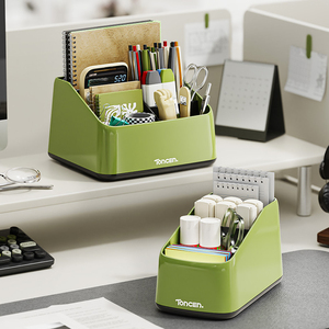 GREENSIDE, organizador de <span class=keywords><strong>escritorio</strong></span> de plástico ABS moderno, contenedor rojo/<span class=keywords><strong>Blanco</strong></span>/verde para escombros de oficina, caja de almacenamiento de papelería de alta calidad - Product Image 3