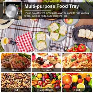 Set di 4 Piatti in Acciaio Inox da 8 Pollici con Borsa in Cotone, Piatti Rotondi in Metallo 18/8 Lavabili in Lavastoviglie per Servire e Campeggio - Product Image 3