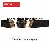 Ensemble de 3 tables d'appoint en résine noire et or, sculpture artistique aérographe durable, taille personnalisée, OEM, vente en gros, directement de l'usine pour l'intérieur