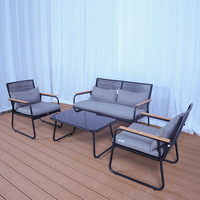 Ensemble de canapés simples d'extérieur modernes pour cour, balcon, villa, chaise en rotin, meubles de jardin imperméables au soleil pour les loisirs en plein air
