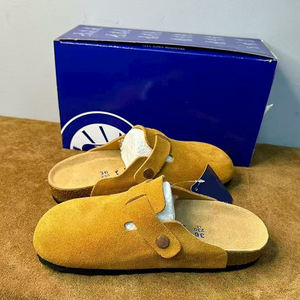 Bottes de neige pour hommes Htf, toutes saisons, gladiateur, bout carré, cuir véritable, mules, sabots, semelle en liège, légères, respirantes, fermeture à bouton - Product Image 3