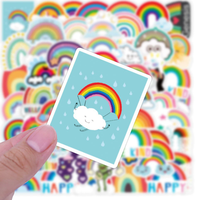 Bestseller 50 Stück Cartoon Regenbogenbrücke PVC-Aufkleber Kinder-Deko Vinyl-Graffiti für Laptop Notebook Handy Trendprodukt