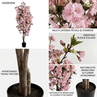 Arbre à fleurs de cerisier artificiel personnalisé en usine, fleurs artificielles, faux bonsaï de sakura pour la décoration de la maison et du jardin