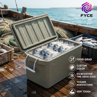 Glacière rotomoulée 68L, durable et isolée, pour fruits de mer, avec maintien de la glace pendant 5 jours, idéale pour bateau ou quai