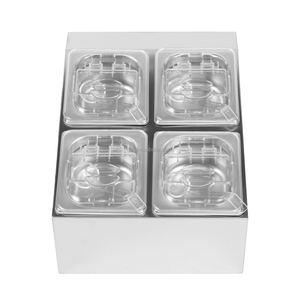 Conteneur à condiments en acier inoxydable pour buffet, 4 compartiments, qualité alimentaire, poli miroir, pour usage en restaurant - Product Image 4