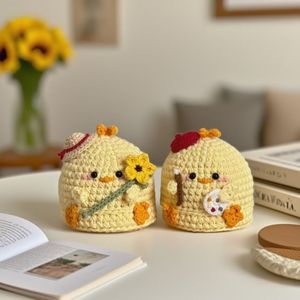 Twee Gele Chick-Vormige Gehaakte Poppen Leren Haak Kit Schattige Steek Amigurumi Haak Beginner Level Kit - Product Image 4