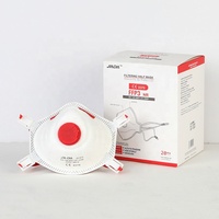 Masque anti-poussière jetable blanc en forme de coupelle CE EN149 FFP3 avec valve, demi-masque de sécurité respiratoire avec sangle de tête réglable