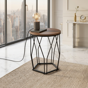 AK Brass Attractive Metal <b>Side</b> <b>Table</b> in <b>Black</b> Finished With Wooden Top Luxury <b>Table</b> For Home Furniture / Hotel Furniture - Product Image 3