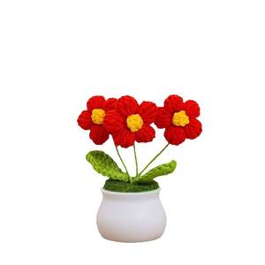 Mini-bouquets de fleurs en laine tissés à la main, faits main, pour décoration de maison et de bureau, fleurs artificielles prêtes à poser. - Product Image 5