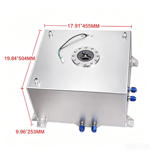 Réservoir de carburant auxiliaire carré universel de 60 L |   Polissage miroir en aluminium/noir avec capuchon à dégagement rapide et raccords de soudage AN10 - Product Image 2