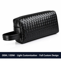 Sac à main en cuir PU tissé pour homme, grande capacité, léger, style coréen, noir, fabricant en gros, ODM OEM