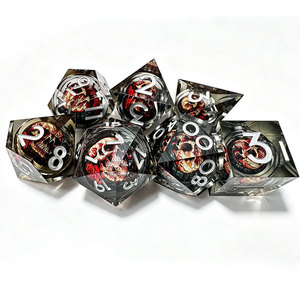 Ensemble de dés polyédriques en résine à bords tranchants, style gothique, rose et crâne rotatifs, pour Dungeons and Dragons - Product Image 3