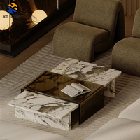 Table basse rectangulaire moderne en marbre, plateau en pierre naturelle, style minimaliste, pour salon et bureau à domicile – Collection 2026, Offre Spéciale