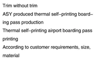 Papier thermique de haute qualité imprimé offset à forte adhérence, prix d'usine, pour carte d'embarquement et billet d'avion