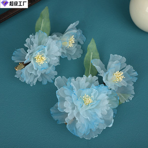 New antique-style <b>hair</b> clip, original design, handmade, light blue Hanfu headdress, hot-stamped <b>hair</b> <b>accessory</b>, Hanfu <b>hair</b> - Product Image 1