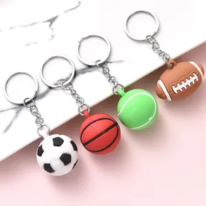 New Fashion 3D Football key chain Mini ball pendant Car Key Chain Football Basketball volleyball Pendant Keyring