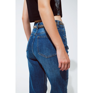 Jeans à jambe droite avec finition argentée métallisée - Product Image 5