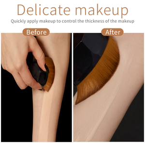 แปรงแต่งหน้าคาบูกิขนสังเคราะห์สีดำ สำหรับลงรองพื้น แป้ง ครีม แต่งหน้า  รับทำโลโก้ตามสั่ง - Product Image 5
