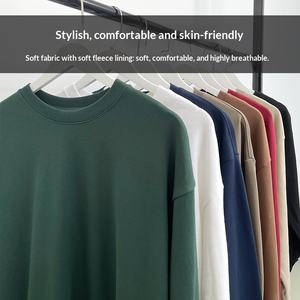 Felpa Girocollo in Cotone Terry 350g Edizione Autunnale Oversize, Personalizzabile Tinta Unita, Spalle Larghe, Unisex, Stampa Logo, Top di Moda - Product Image 3