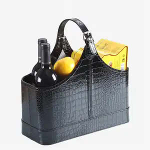 High Quality Holiday Presents Storage Basket Wine Flowers Fruits Magazine Holder Leather Gift Basket