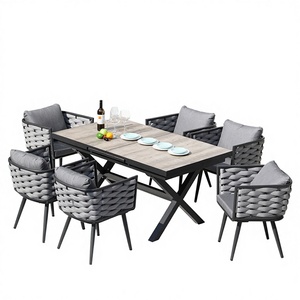 Ensemble de table à manger télescopique nordique d'extérieur et de chaises en métal avec structure métallique pour jardin, <span class=keywords><strong>terrasse</strong></span>, balcon, cour - Product Image 6