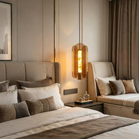 Lampe suspendue en verre LED de luxe en faux marbre, décoration intérieure, hôtel, chevet, îlot de cuisine