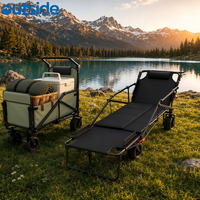Chariot pliable multifonctionnel d'extérieur à quatre roues, capacité de charge de 400 L, 150 kg, plage, camping, shopping, portable, durable, en métal