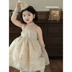 YOEHYAUL LX0290 Latest Design Sequin Gown Luxury Kids Flower Girl Dresses Wedding Kids Birthday Princess Children Party Frock