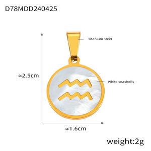 Conchiglia 12 segno zodiacale collana pendente 18K oro placcato in acciaio inossidabile <span class=keywords><strong>oroscopo</strong></span> rotondo medaglione ciondolo gioielli - Product Image 6