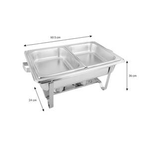 DB 4.5L Dual <b>Tray</b> Stainless Steel Chafing <b>Food</b> <b>Warmer</b> <b>for</b> Catering & Party Tableware Elegant Table Decorations - Product Image 5