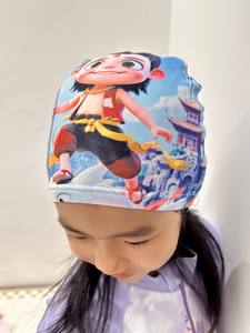 Bonito gorro <span class=keywords><strong>de</strong></span> baño <span class=keywords><strong>de</strong></span> dibujos animados impreso Nezha Ao Bing, diseño deportivo impermeable <span class=keywords><strong>de</strong></span> secado rápido para niños y niñas, cobertura <span class=keywords><strong>de</strong></span> cabeza grande - Product Image 3