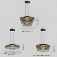 Luminaire suspendu en verre empilé moderne, lampe suspendue LED en verre coloré à plusieurs niveaux pour îlot de cuisine, décoration de table à manger