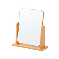 Miroir de table rotatif en bois massif à marque privée, miroir de vanité HD 360° °   Ajustable pour le maquillage et les soins de la peau