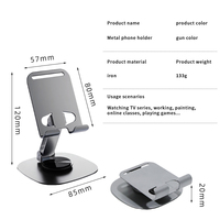 Support de téléphone pliable en métal 360 °   Support de téléphone de bureau rotatif et réglable en hauteur pour iPhone, tablette, bureau