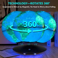 Globo Terráqueo Flotante de Levitación Magnética con Base de OVNI, Control Táctil, Antigravedad, Luminiscente y Vívido para Decoración del Hogar