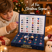 Calendrier de l'Avent en Cristal pour Enfants, 24 Jours, Boîte Mystère de Pierres Brutes, Coffret Cadeau Violet