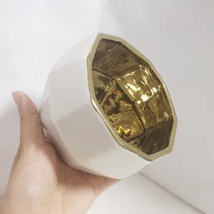 Оптовая продажа, роскошный бриллиантовый керамический пустый сосуд для свечей золотого дизайна