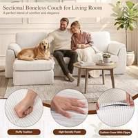 Modulares Sofa Komprimierter Cloud Ottoman Gepolstertes Knochenloses Modernes L-förmiges 3-Sitzer Stoffsofa