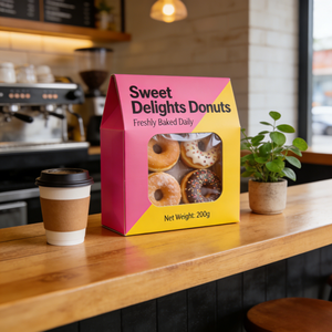 Boîte d'emballage de luxe pour <span class=keywords><strong>donuts</strong></span> avec fenêtre transparente, boîtes à desserts personnalisées écologiques pour fêtes, vente en gros - Product Image 6