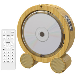 Lecteur CD portable en bois avec texture naturelle, Bluetooth sans fil, haut-parleurs doubles intégrés, télécommande, pour l'apprentissage à domicile et la lecture d'albums musicaux - Product Image 1