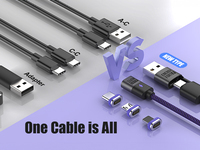 Cable SIKAI de 240W con Trenzado de Nailon, USB-A/C a Conector Magnético Intercambiable Micro/Tipo-C para Android/Apple, Cable Cargador Todo en Uno
