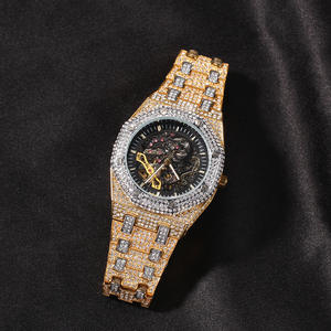 2025 nouveau Design mécanique mode diamant Bling Bling diamant montres hommes argent or glacé montre diamant pour la vente en gros - Product Image 4