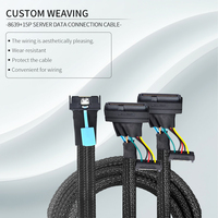 Slimline Knitting SAS MCIO 8i 74P a 2 Cable conector plano de datos de 2 SFF-8639 equipado con Cable adaptador de servidor de fuente de alimentación SATA de 15P