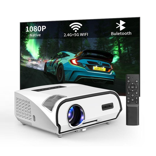 5G WiFi Outdoor Projector 4K 1800ANSI Full HD Native 1080P Movie Projector for Indoor & Outdoor