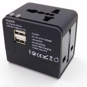 Gran oferta, adaptador de enchufe internacional Universal todo en uno, 2 puertos Usb, adaptador de CA de viaje mundial con enchufe convertidor Au Us Uk <span class=keywords><strong>Eu</strong></span> - Product Image 1