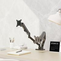 Soporte de Escritorio para Dos Monitores Auki, Brazo con Resorte de Gas, Ajustable para Pantallas de 13-32 Pulgadas, Capacidad de 10 kg