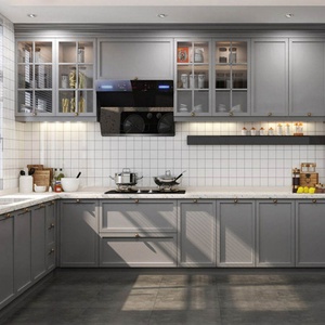 Tengce Custom Pre Assembled Solid Wood Shaker Style Modern <b>Grey</b> Kitchen <b>Cabinets</b> - Product Image 2