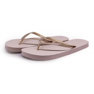 <b>Women</b> Glitter Strap <b>Flip</b> <b>Flops</b> Elegant Nude Beach Sandals Anti Slip Soft PE Rubber Summer Slippers Custom OEM - Product Image 1